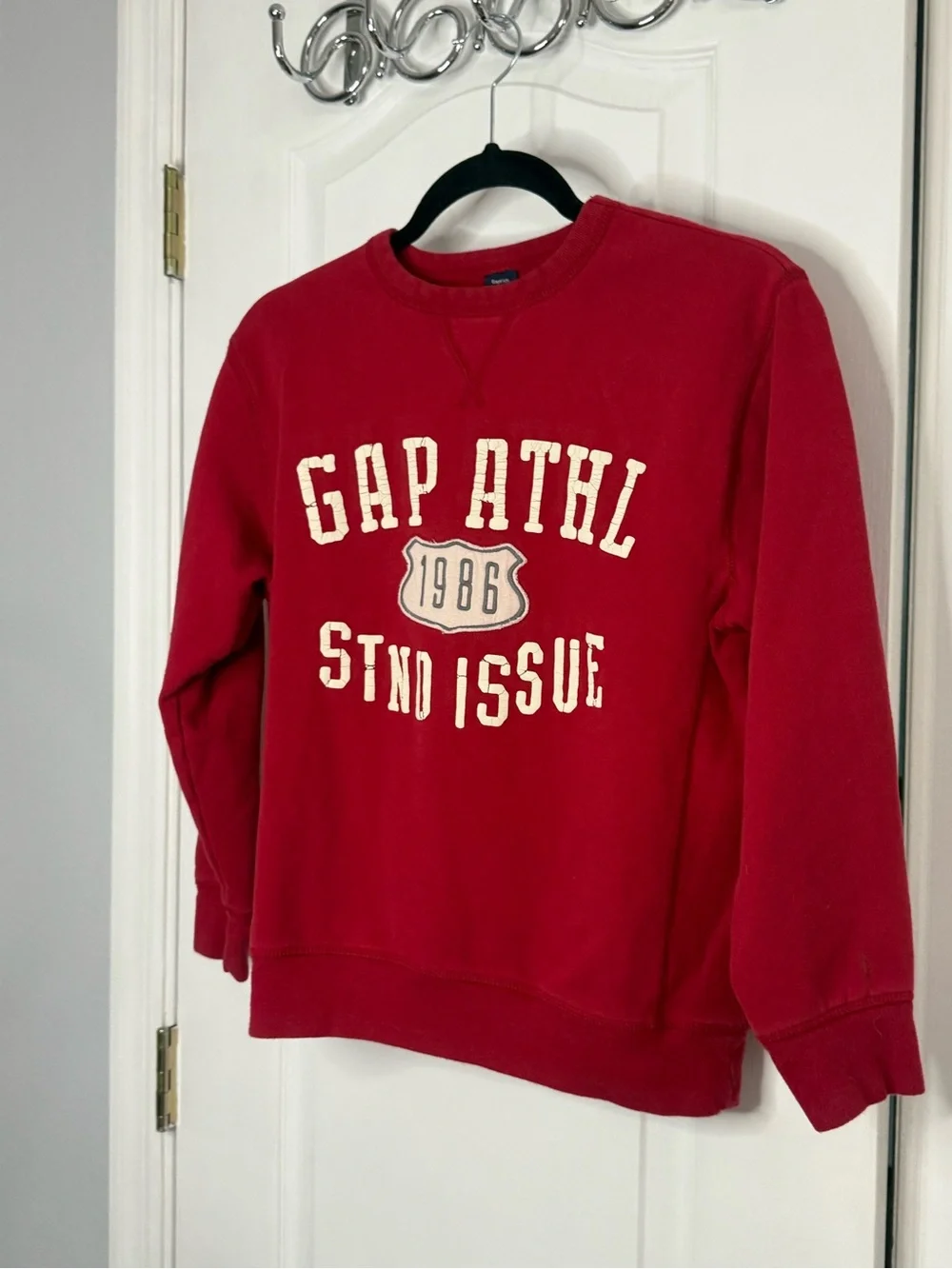 GAP Red Crewneck Sweatshirt with Cream Logo